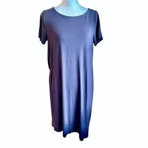 Eileen Fisher Dress Women's‎ Small Plum Deep Purple Knit T Shirt Dress Casual